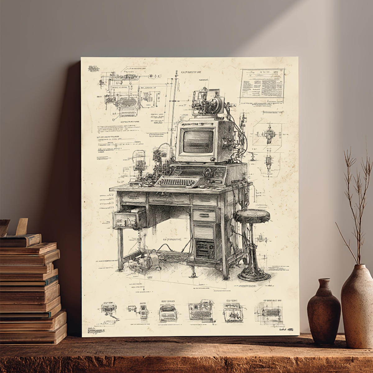 Pôster Vintage de Invenção de  - Tech Office Wall Art avaliação e preço